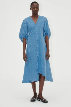 STINE GOYA Volume Sleeves Midi Dress - Denim Blue DenimBlue Fashion