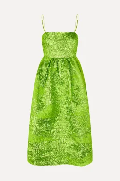 STINE GOYA Voluminous Gathered Midi Dress - Green impressionist hue Greenimpressionisthue Flash Sale