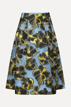 STINE GOYA Voluminous Midi Skirt - Blue Anemone Jacquard BlueAnemoneJacquard Cheap