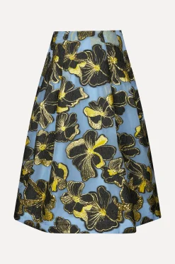 STINE GOYA Voluminous Midi Skirt - Blue Anemone Jacquard BlueAnemoneJacquard Cheap