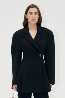 STINE GOYA Voluminous Mini Coat Dress - Black New
